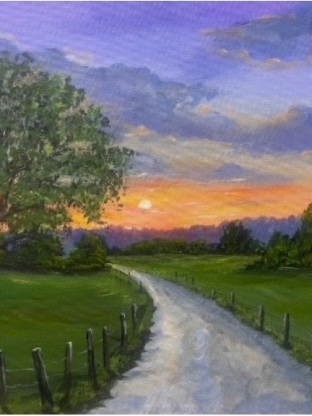Hand painted landscape - Sunset Country Lane